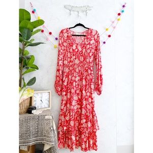 Universal Thread SMALL Balloon Sleeve Ruffle Floral Tiered Prairie Dress